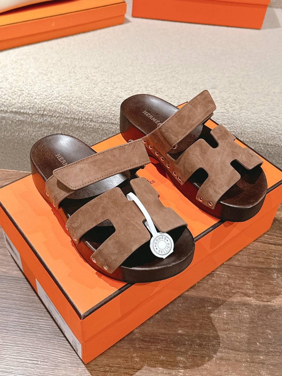 Hermes wooden sole sandals-21